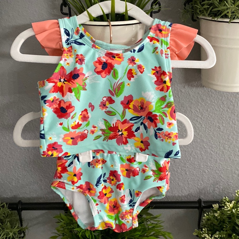 Ruffle Butts Floral Two Piece Swimsuit- 6-12 Months
